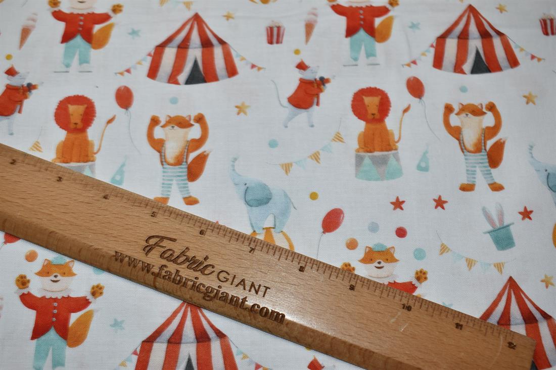 White Little Johnny Goes To The Circus Organic 100% Cotton Printed…