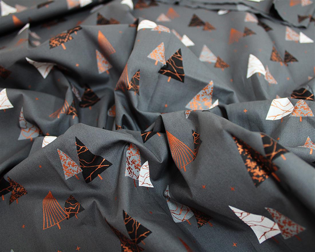 Contemporary Christmas Trees Cotton Fabric
