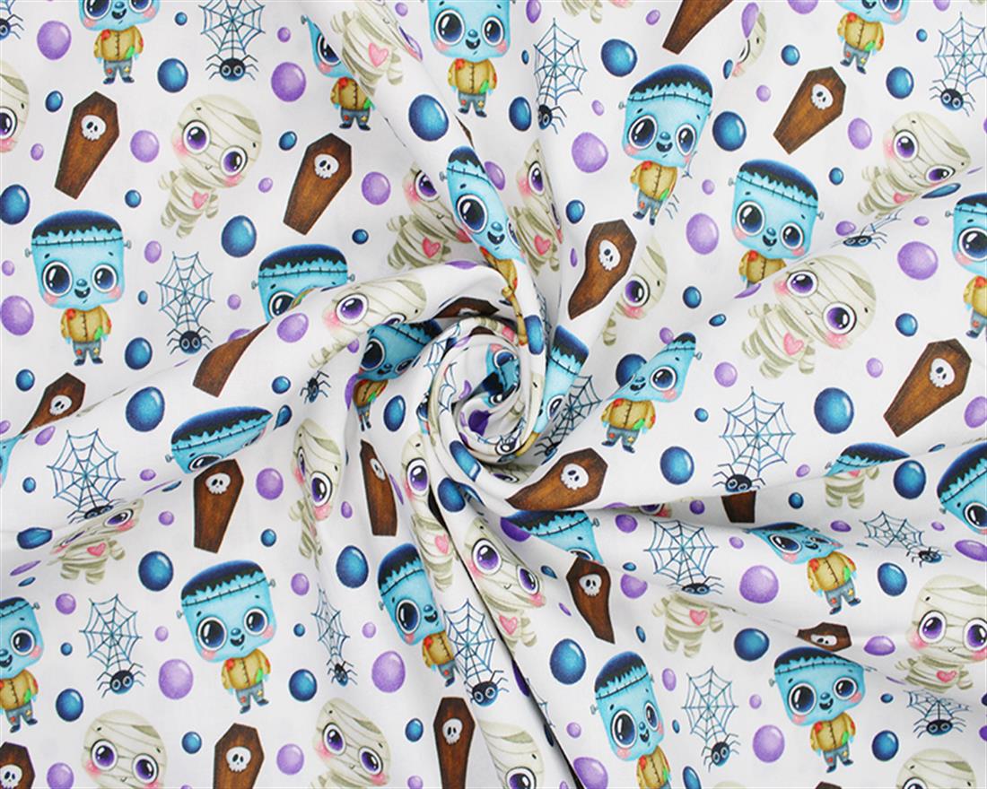 White Little Johnny Cartoon Halloween Cotton In the Fabrics