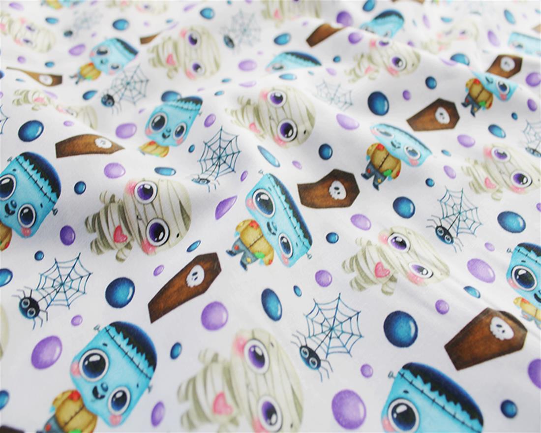 White Little Johnny Cartoon Halloween Cotton In the Fabrics