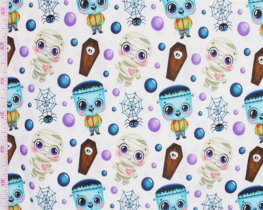 White Little Johnny Cartoon Halloween Cotton In the Fabrics