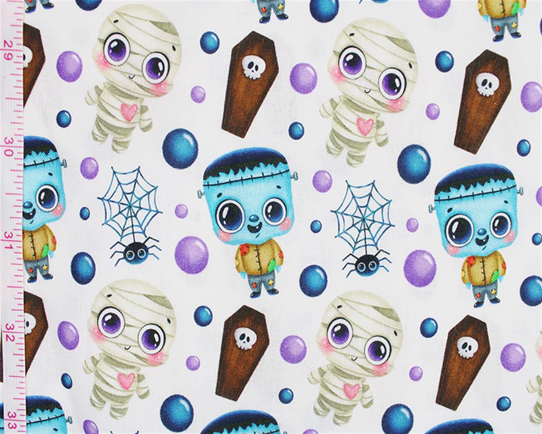 White Little Johnny Cartoon Halloween Cotton In the Fabrics