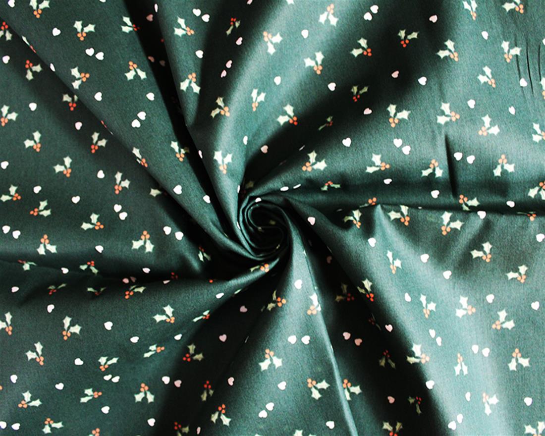 Hearts and Holly Christmas Cotton Is a Soft Fabric
