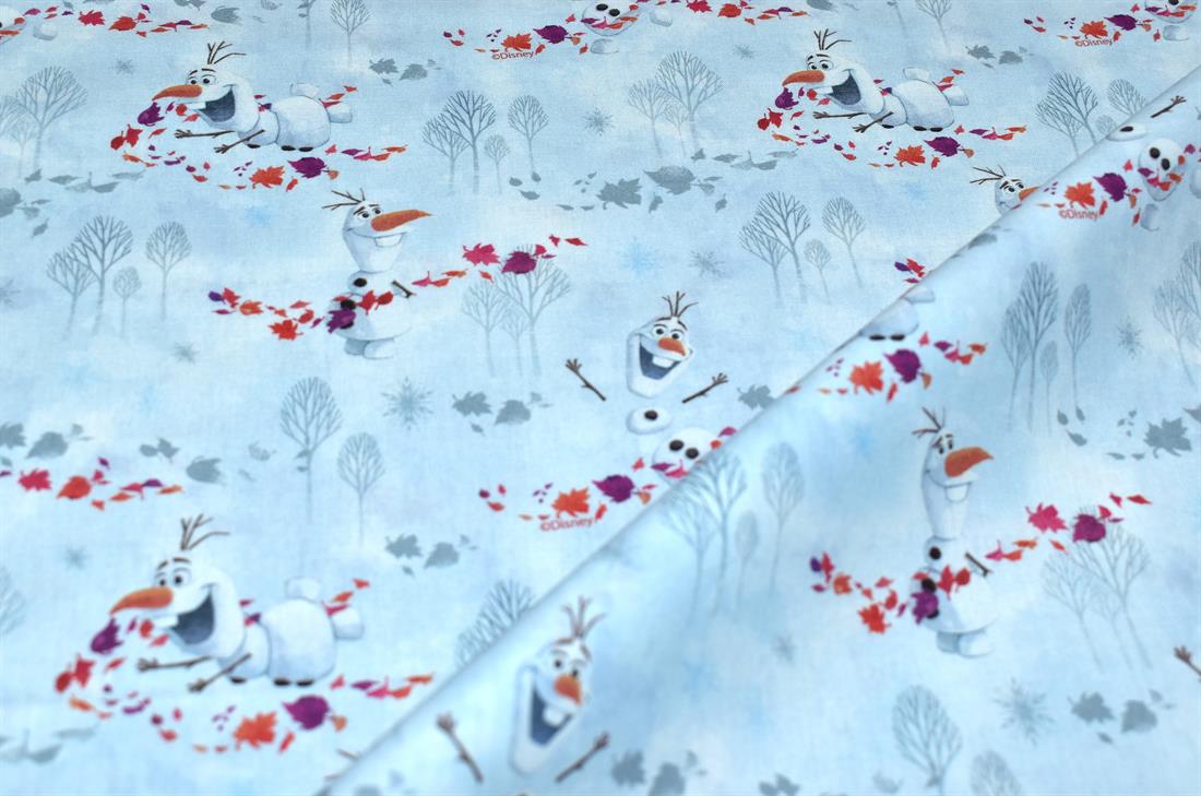 White & Blue Little Johnny Frozen Printed 100% Cotton Fabric