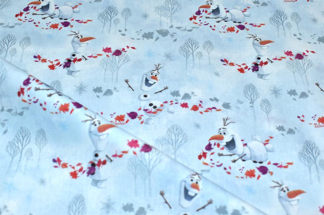 White & Blue Little Johnny Frozen Printed 100% Cotton Fabric
