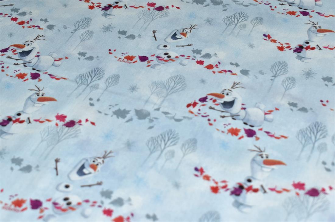 White & Blue Little Johnny Frozen Printed 100% Cotton Fabric