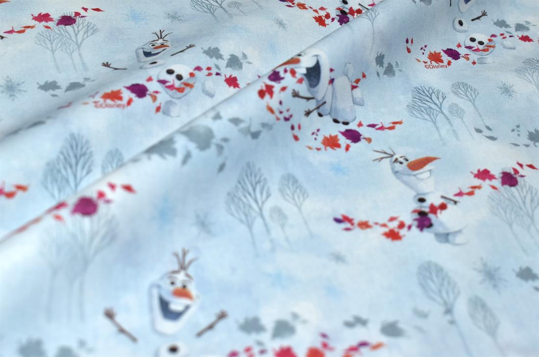 White & Blue Little Johnny Frozen Printed 100% Cotton Fabric