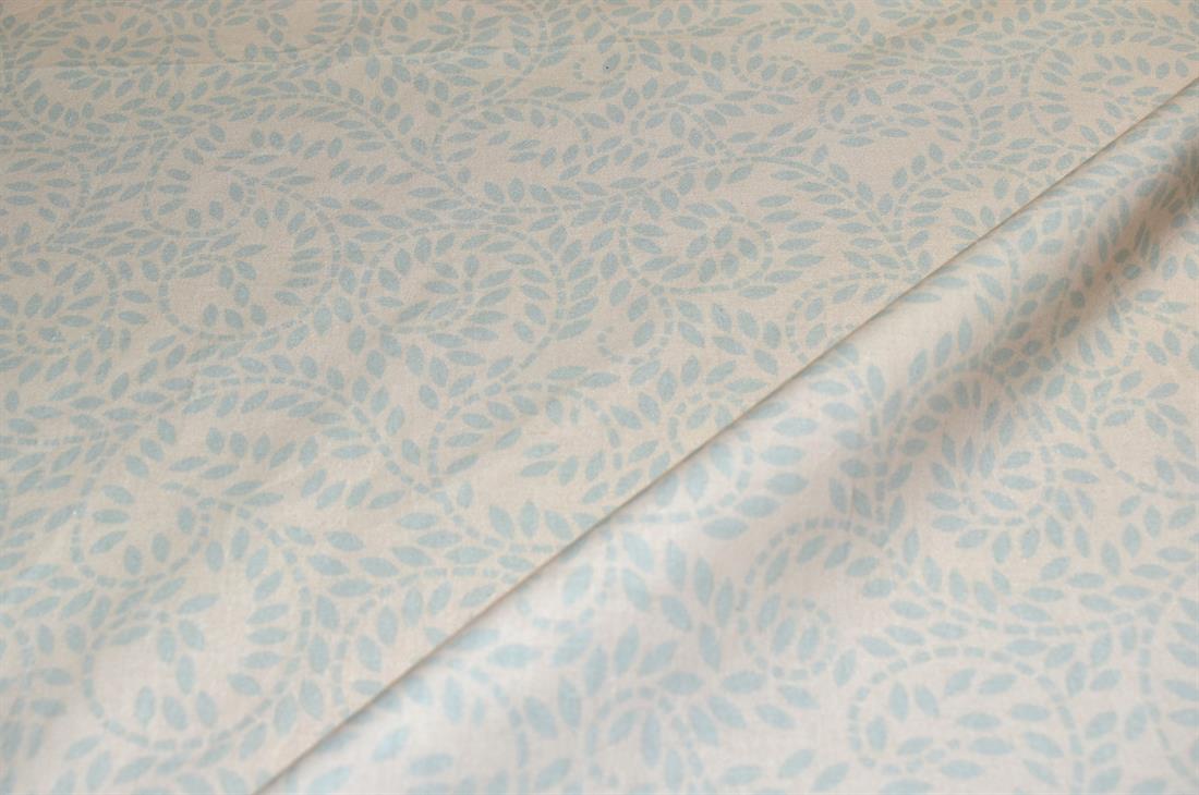 Beige & Sage Printed 100% Cotton Fabric