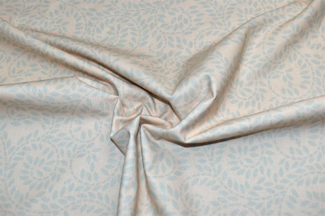 Beige & Sage Printed 100% Cotton Fabric