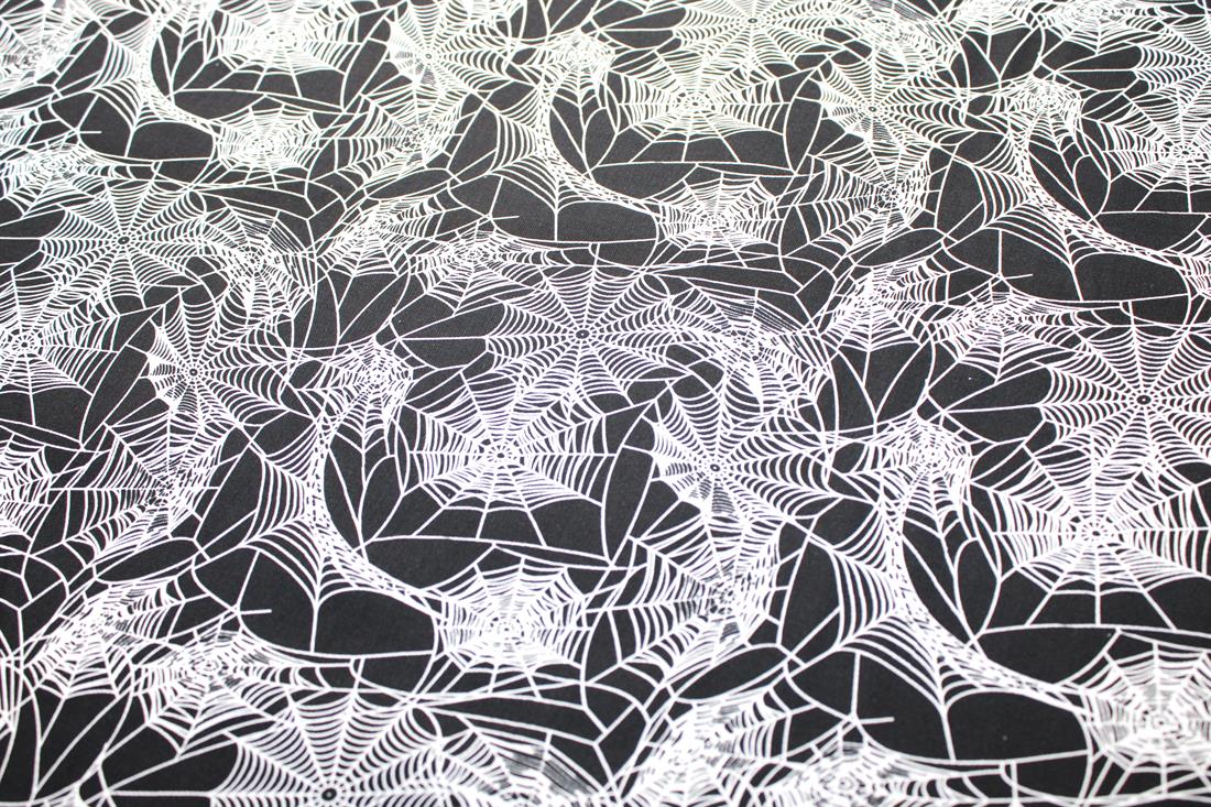 Black & White Spider Webs Printed 100% Cotton Fabric