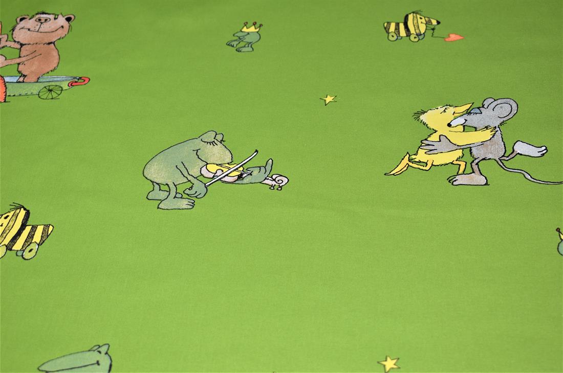 Lime Green Printed Disney 100% Cotton Fabric