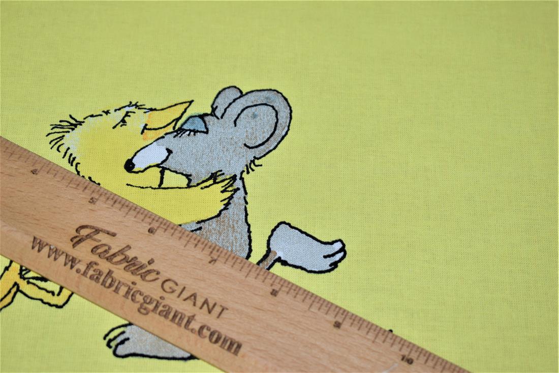 Yellow Printed Disney 100% Cotton Fabric