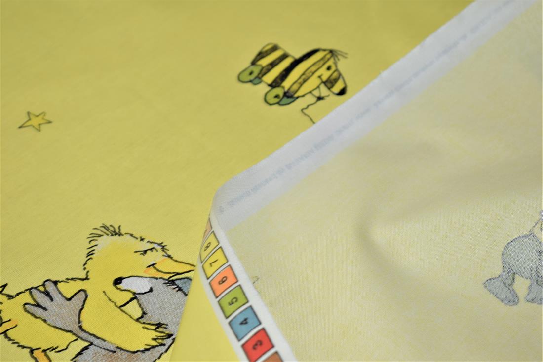 Yellow Printed Disney 100% Cotton Fabric