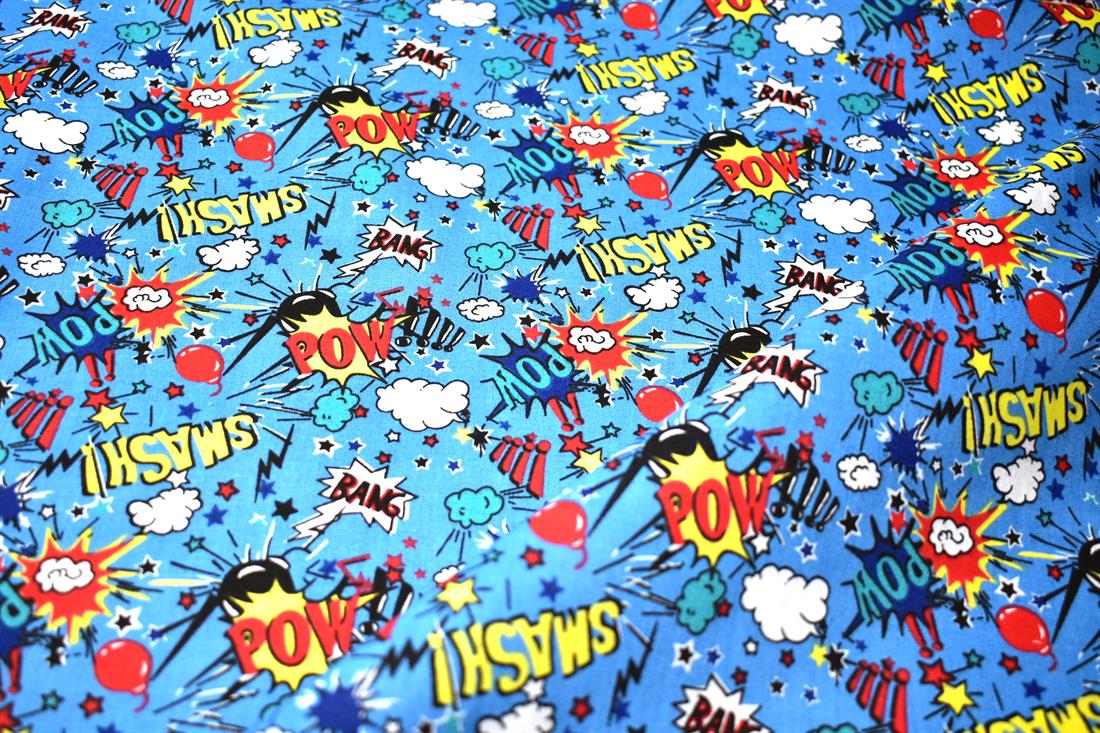 Blue Printed Paw-Smash Desing 100% Cotton Poplin, Lighting McQueen…