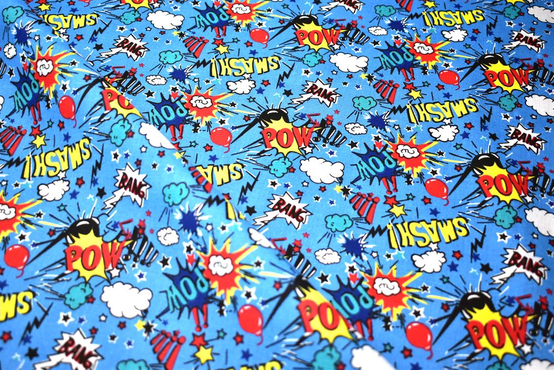 Blue Printed Paw-Smash Desing 100% Cotton Poplin, Lighting McQueen…