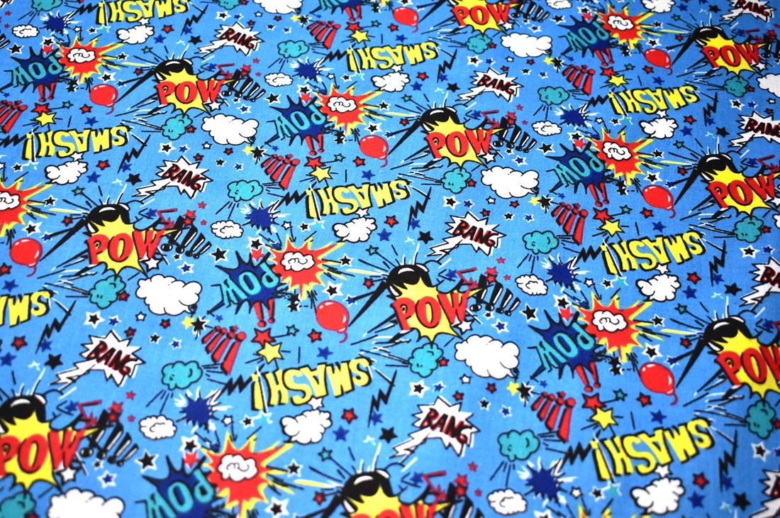 Blue Printed Paw-Smash Desing 100% Cotton Poplin, Lighting McQueen…