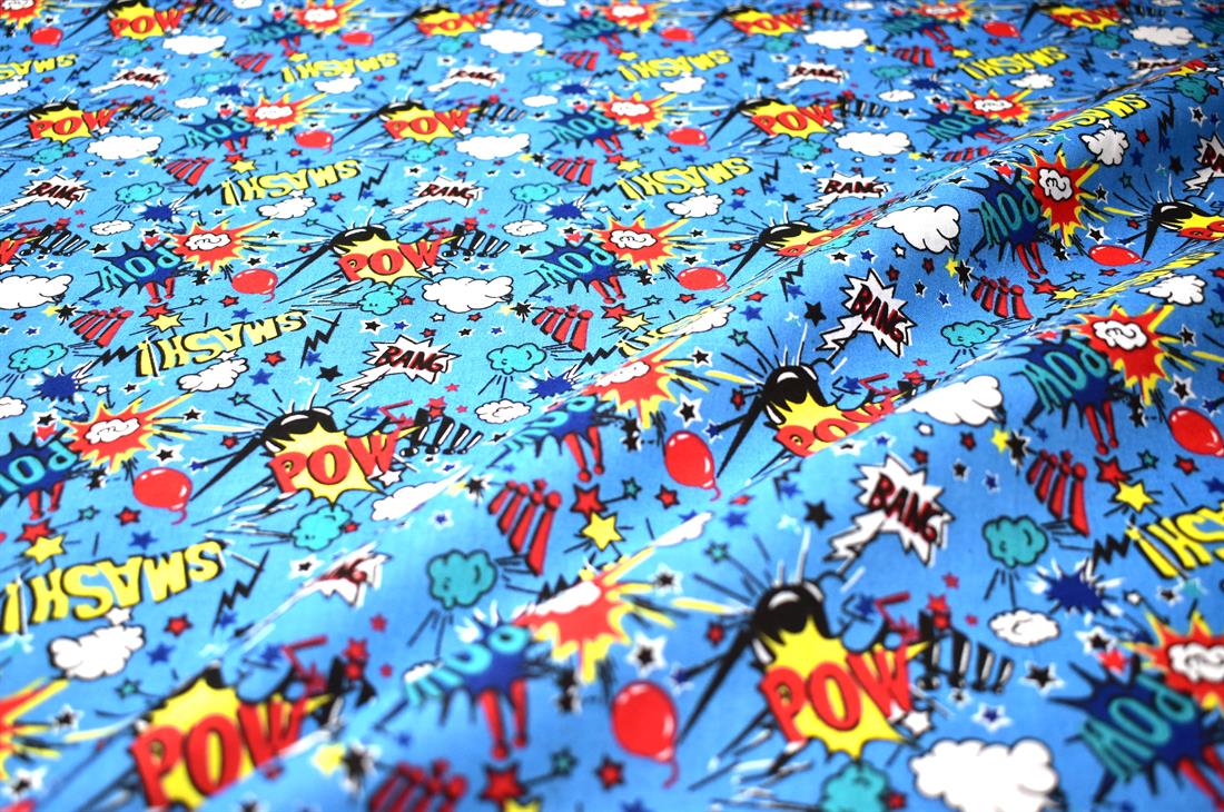 Blue Printed Paw-Smash Desing 100% Cotton Poplin, Lighting McQueen…