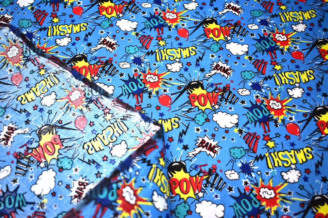 Blue Printed Paw-Smash Desing 100% Cotton Poplin, Lighting McQueen…