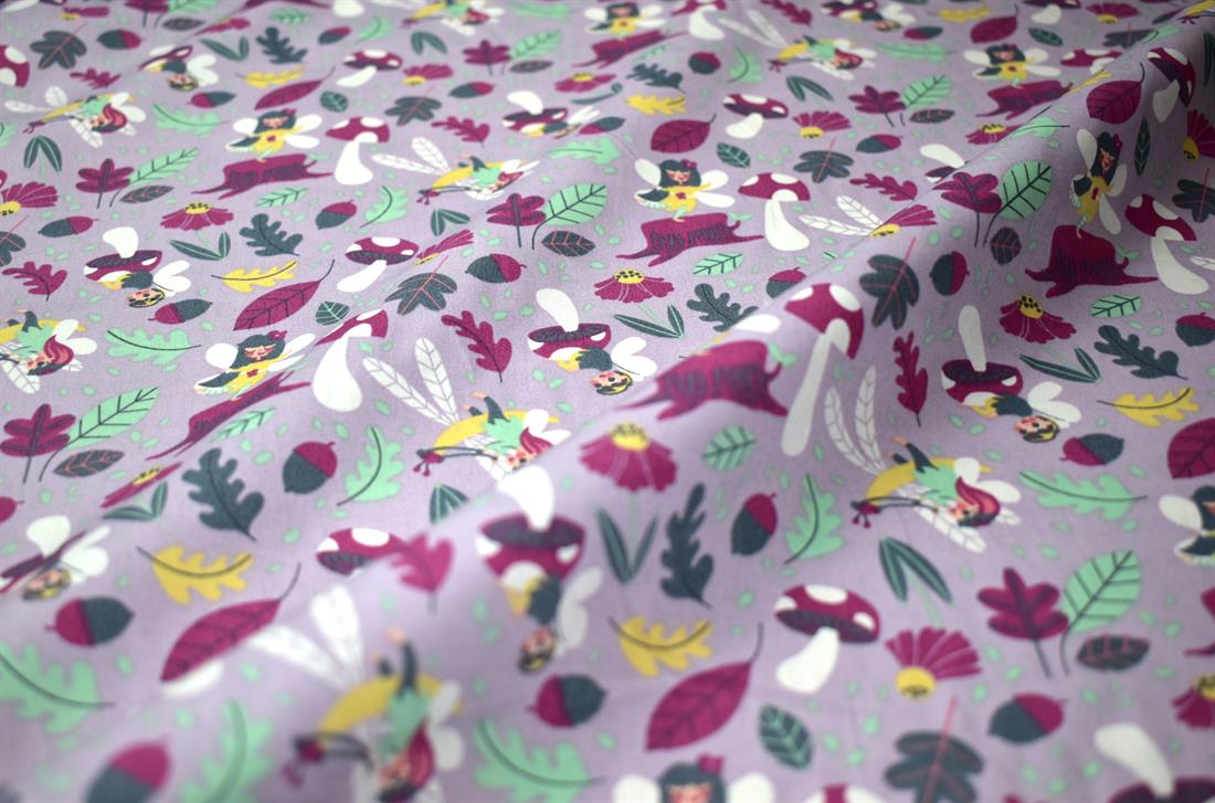 Light Lilac Printed 100% Cotton Poplin