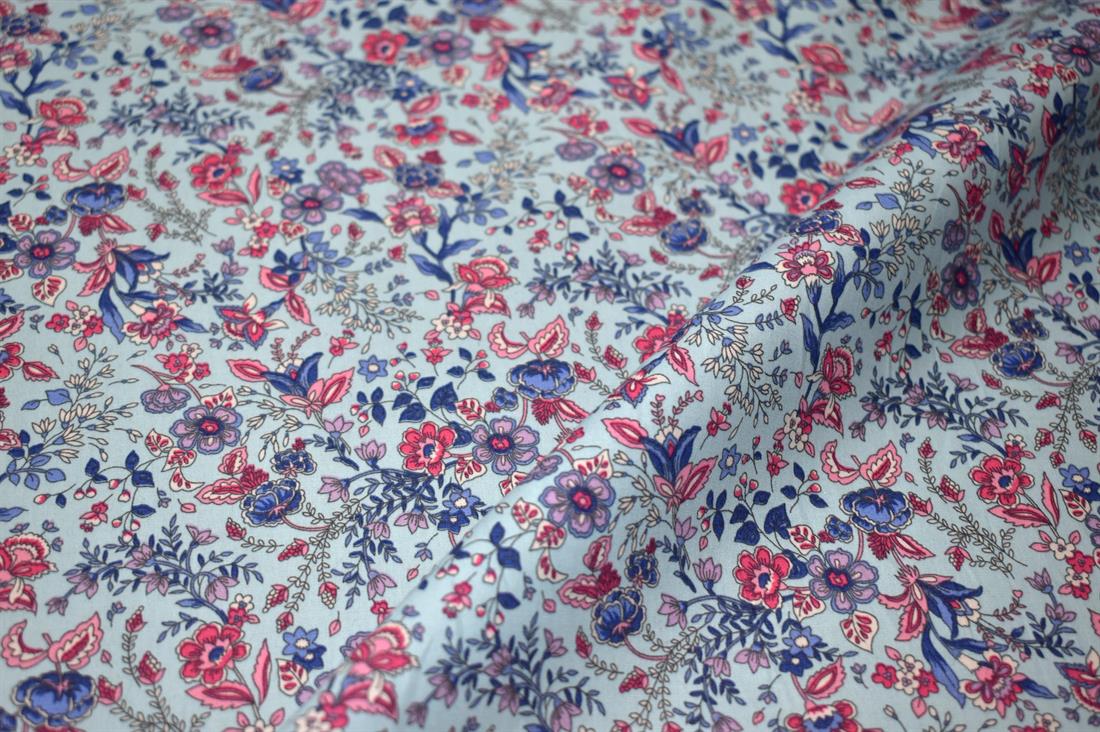 Blue Printed 100% Cotton Poplin