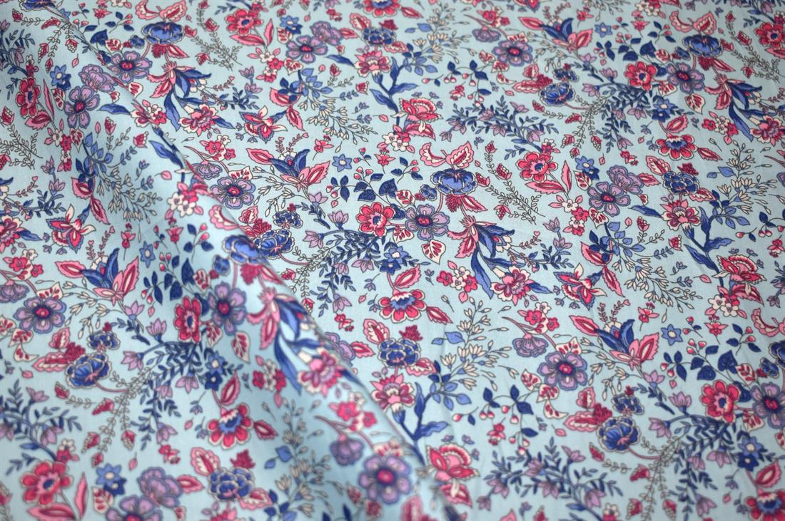 Blue Printed 100% Cotton Poplin