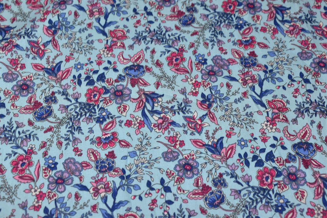 Blue Printed 100% Cotton Poplin