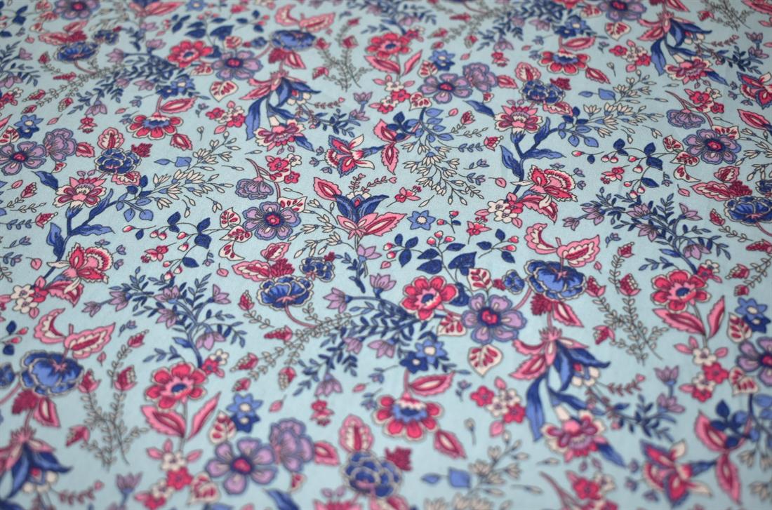 Blue Printed 100% Cotton Poplin