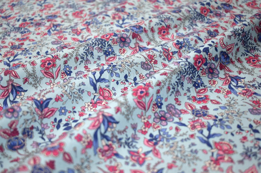 Blue Printed 100% Cotton Poplin