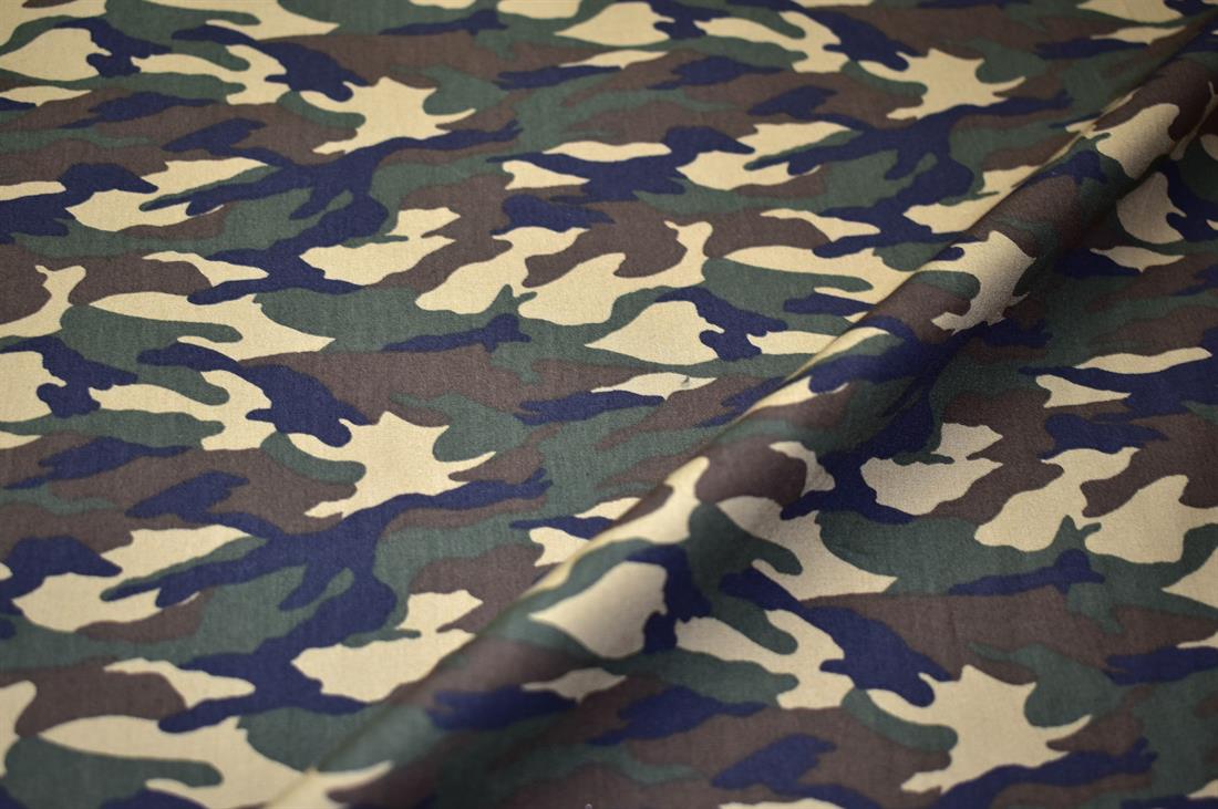 Brown & Green Camauflage Printed 100% Cotton Poplin