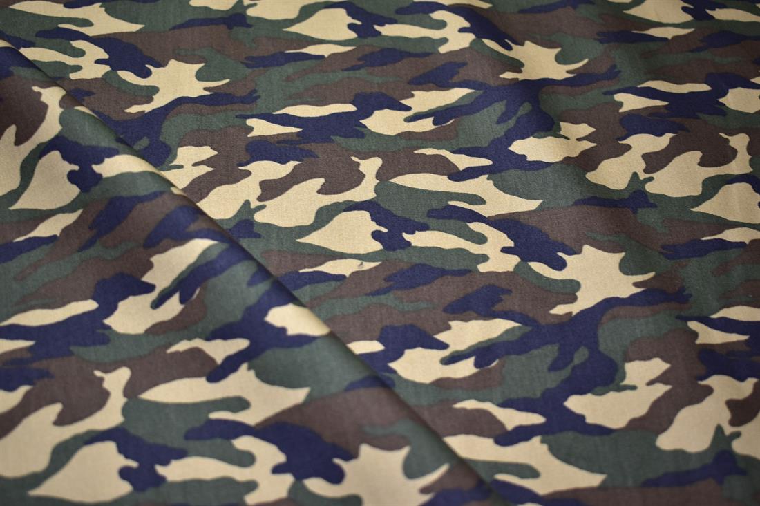 Brown & Green Camauflage Printed 100% Cotton Poplin