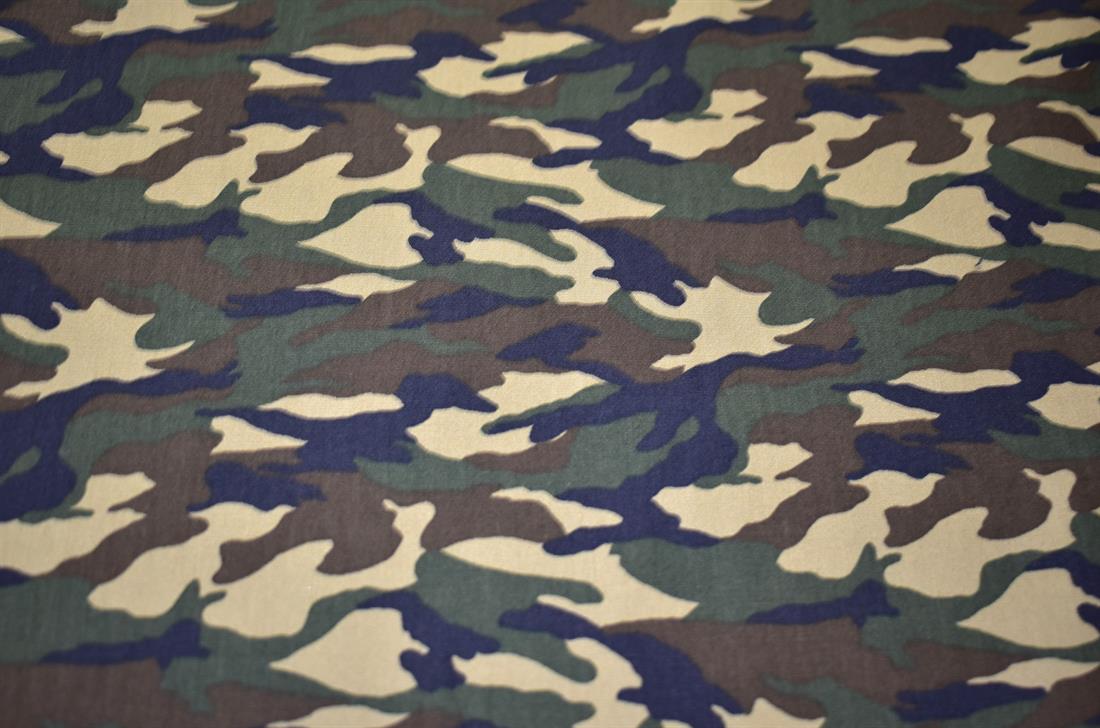 Brown & Green Camauflage Printed 100% Cotton Poplin
