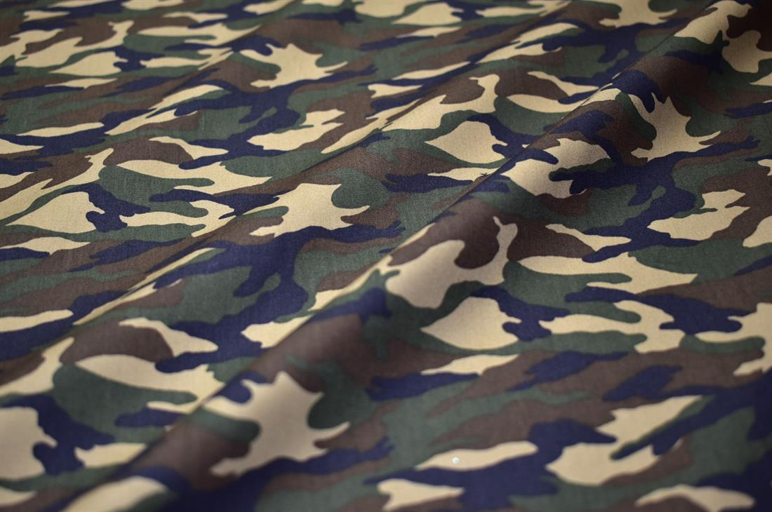 Brown & Green Camauflage Printed 100% Cotton Poplin