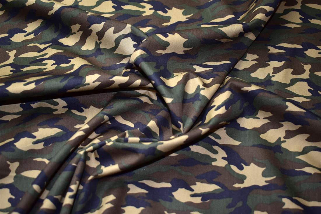 Brown & Green Camauflage Printed 100% Cotton Poplin