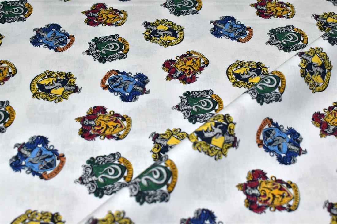 White Harry Potter Badges Cotton Little Johnny Printed 100% Fabric
