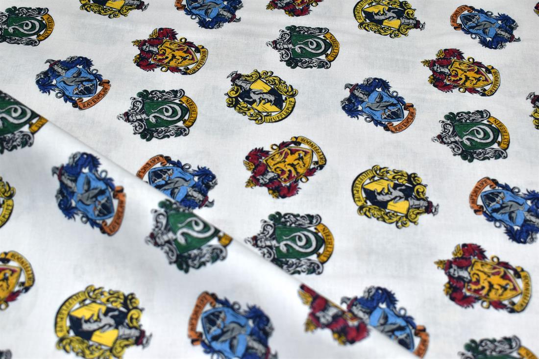 White Harry Potter Badges Cotton Little Johnny Printed 100% Fabric