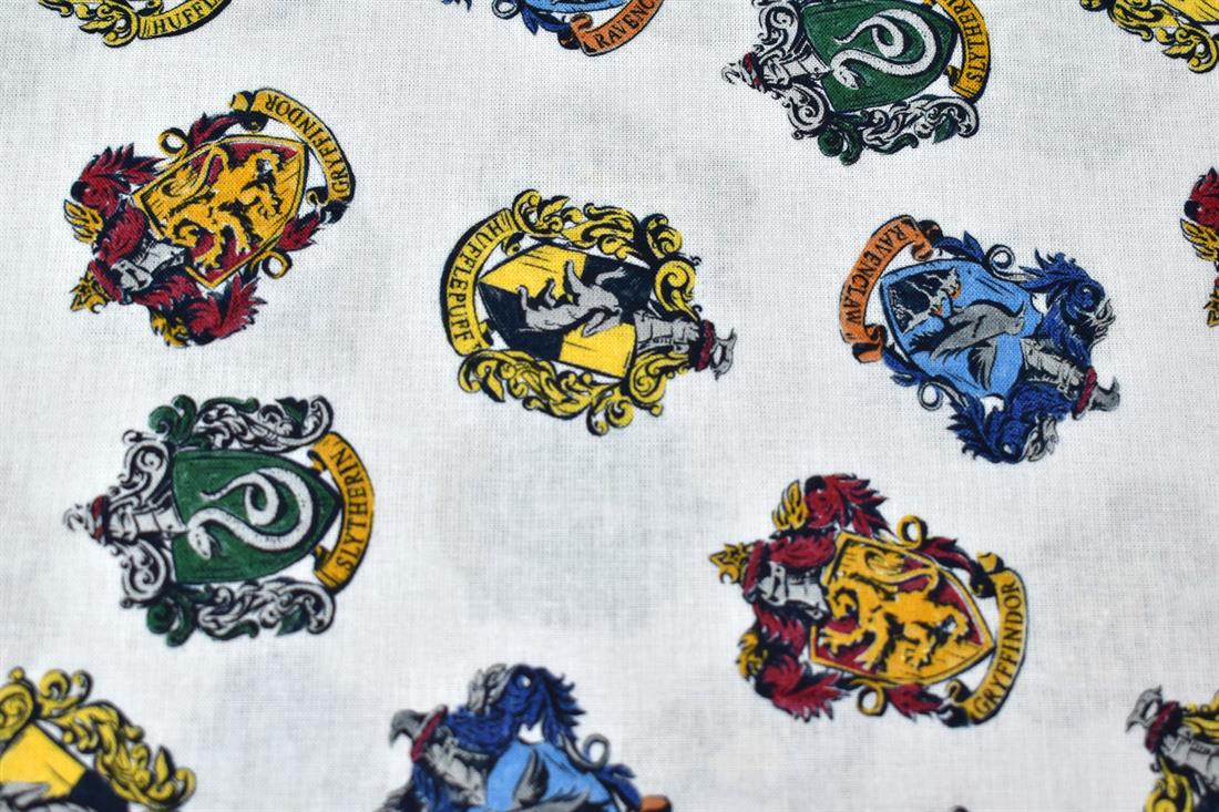 White Harry Potter Badges Cotton Little Johnny Printed 100% Fabric