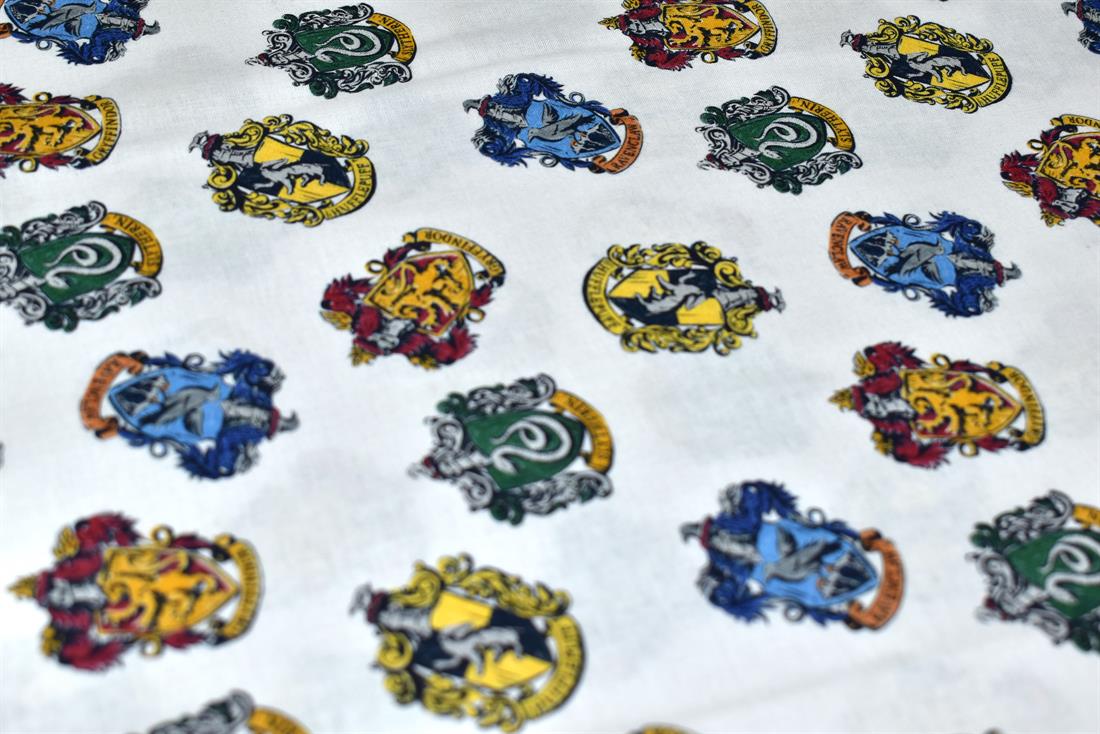 White Harry Potter Badges Cotton Little Johnny Printed 100% Fabric