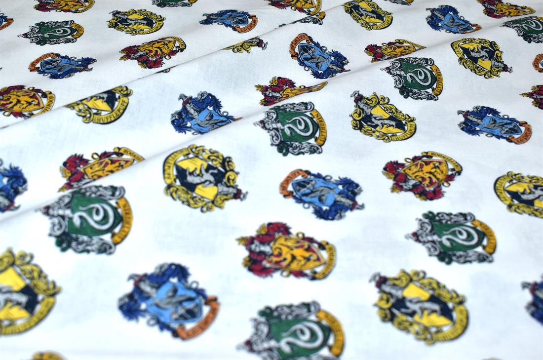 White Harry Potter Badges Cotton Little Johnny Printed 100% Fabric
