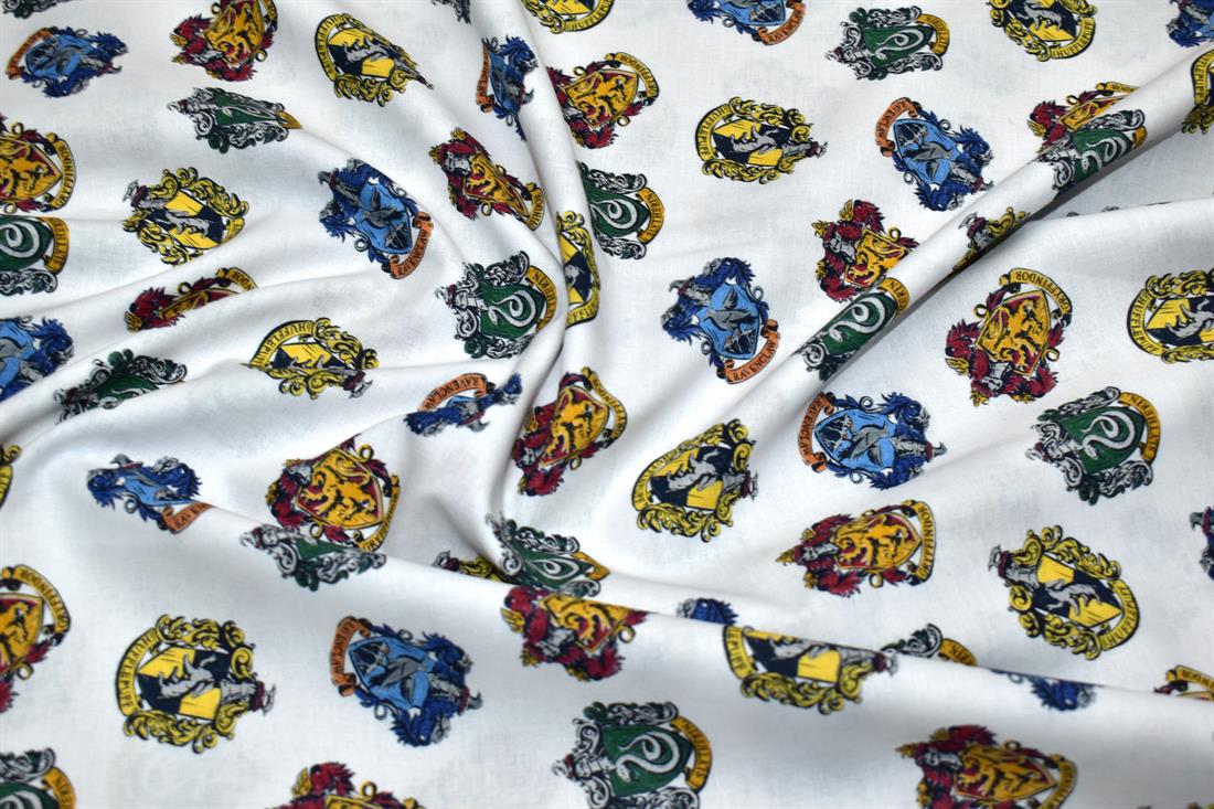 White Harry Potter Badges Cotton Little Johnny Printed 100% Fabric