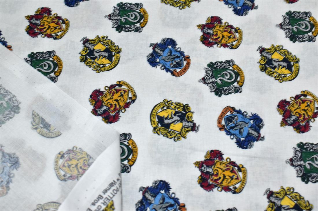 White Harry Potter Badges Cotton Little Johnny Printed 100% Fabric