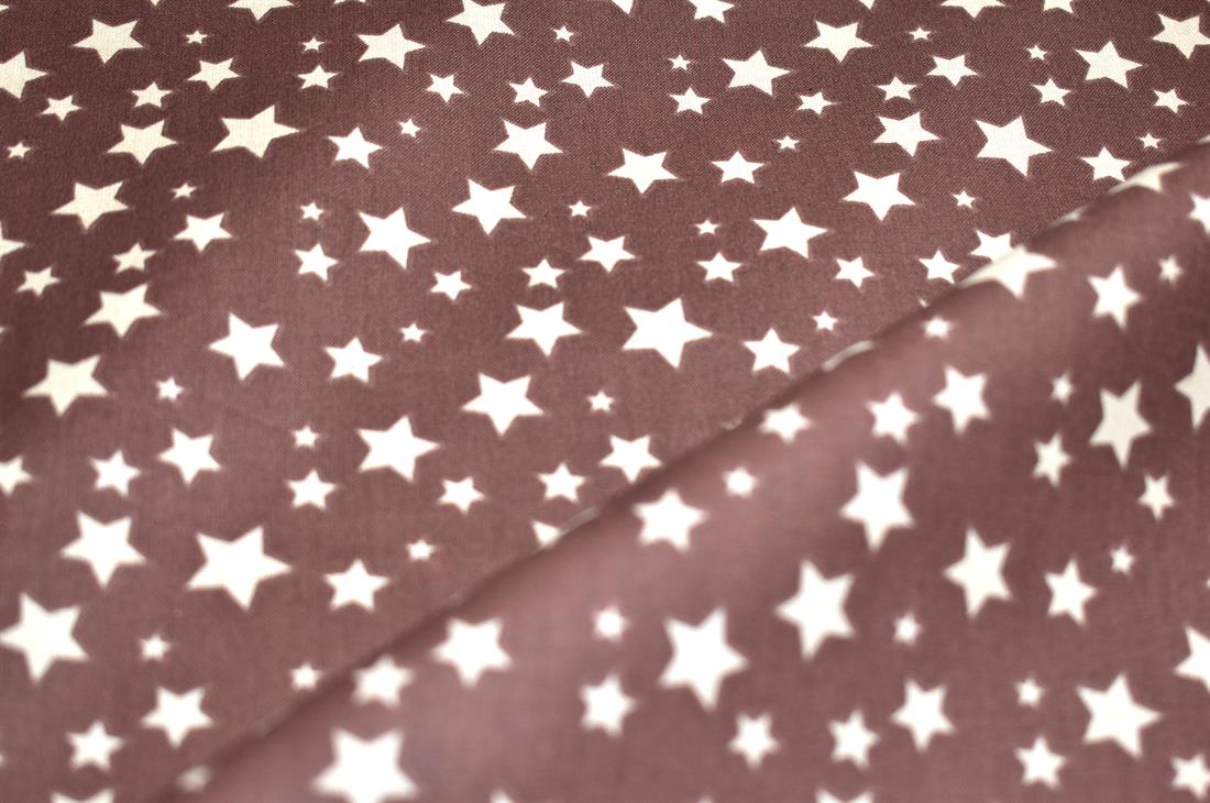 Brown Stars Printed 100% Cotton Fabric