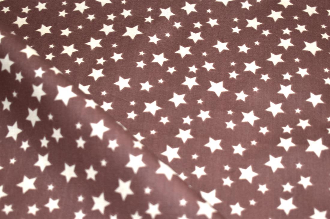 Brown Stars Printed 100% Cotton Fabric