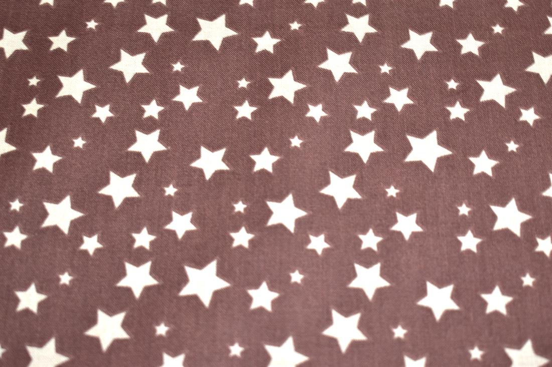 Brown Stars Printed 100% Cotton Fabric