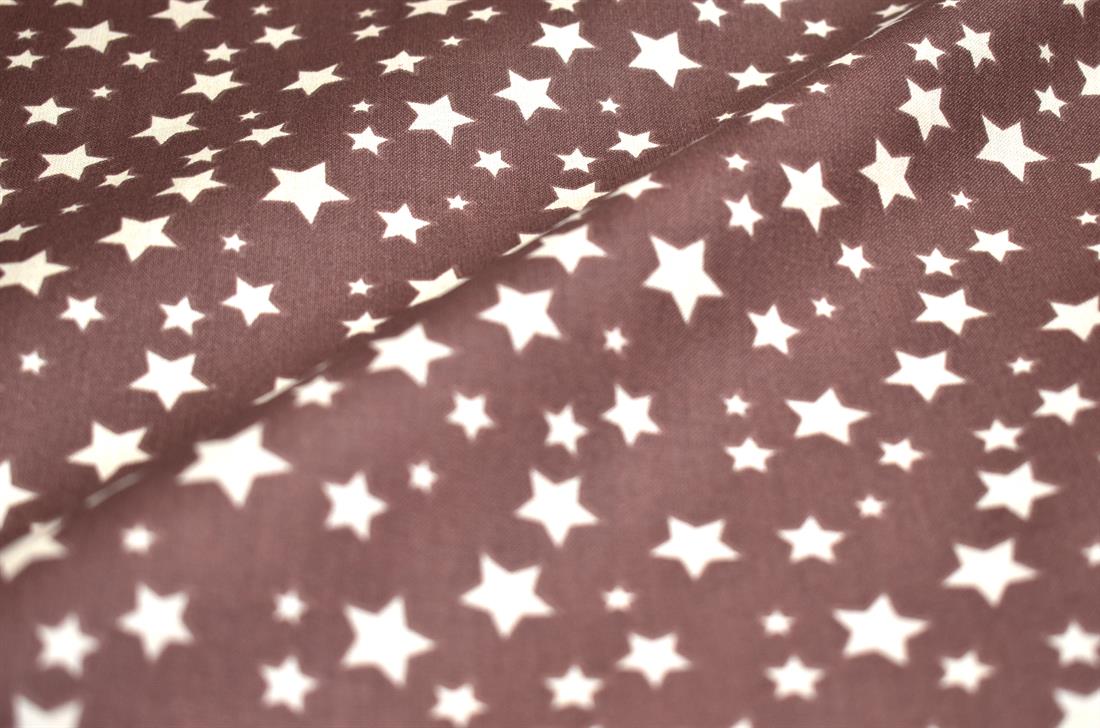 Brown Stars Printed 100% Cotton Fabric
