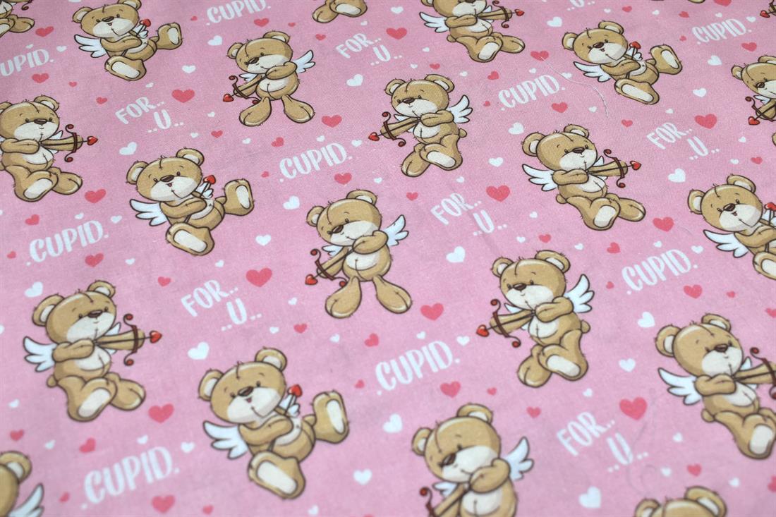 Pink Teddy Bear 100% Cotton Fabric