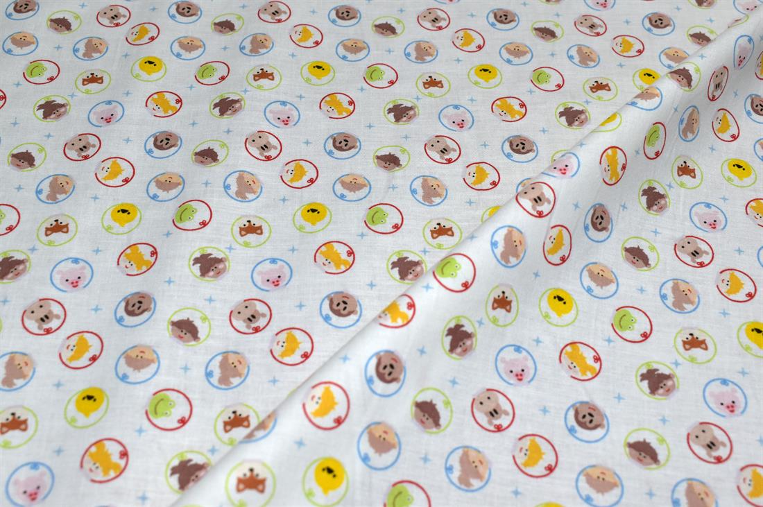 Cream Printed 100% Cotton Poplin Fabric