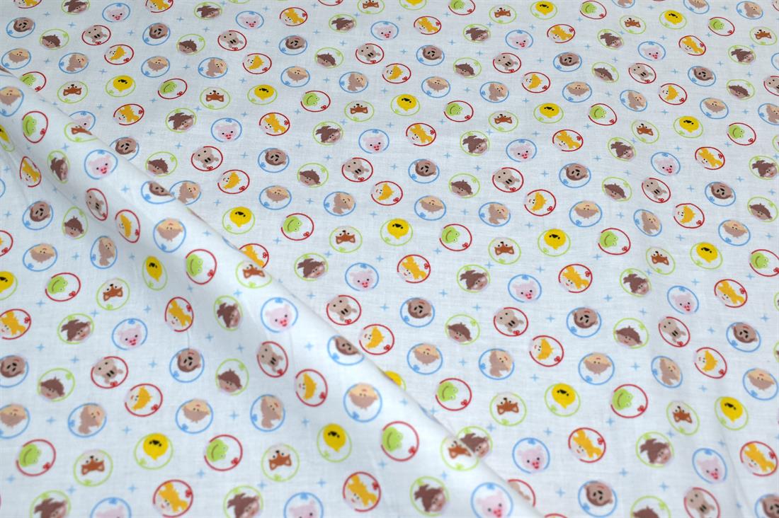 Cream Printed 100% Cotton Poplin Fabric