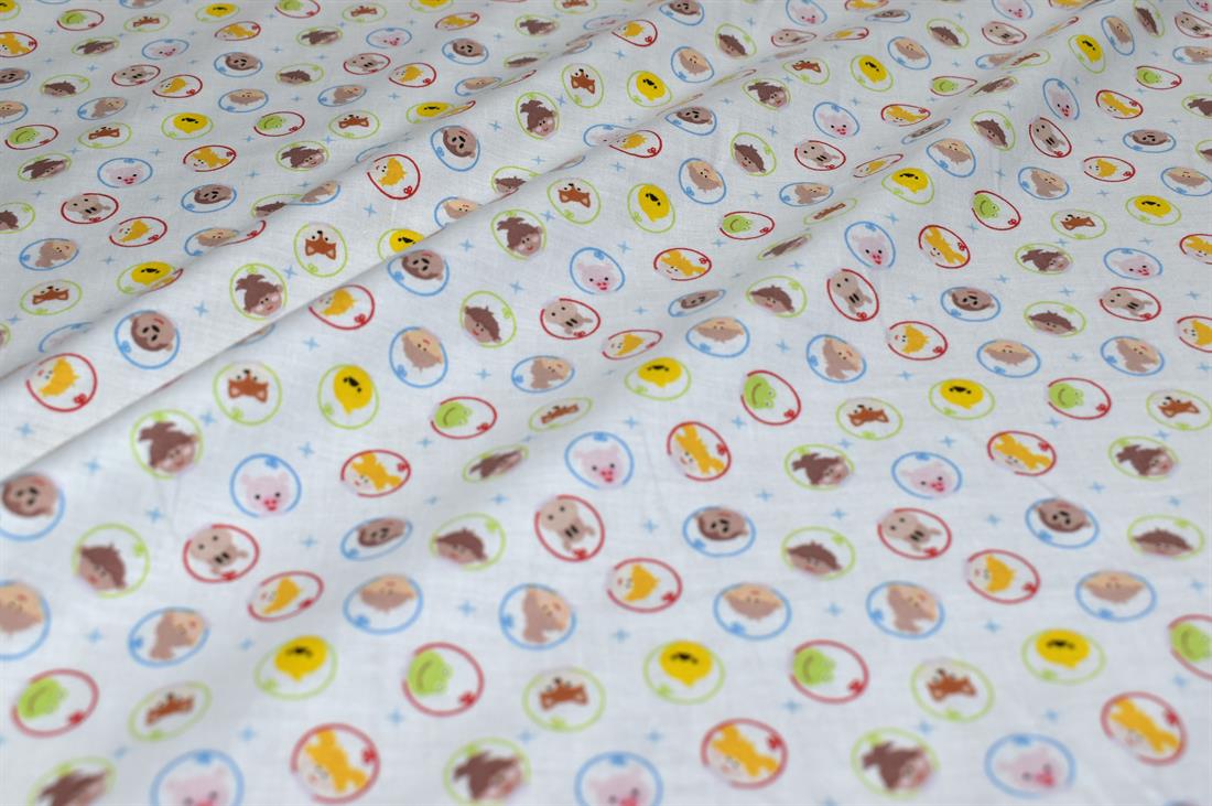 Cream Printed 100% Cotton Poplin Fabric