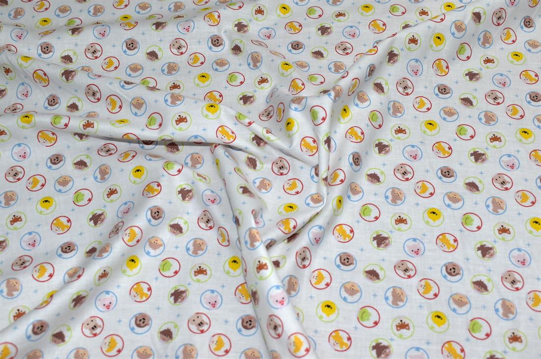 Cream Printed 100% Cotton Poplin Fabric