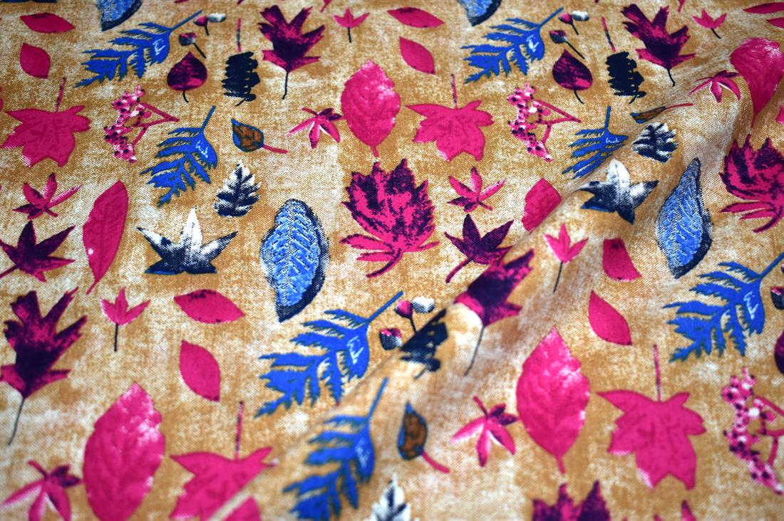Beige Printed 100% Cotton Poplin Fabric